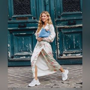 Ganni silk like shirt dress floral